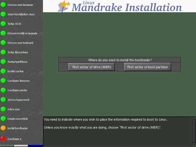 Choice of the location of the bootloader