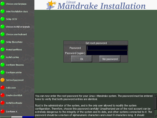 root password setup